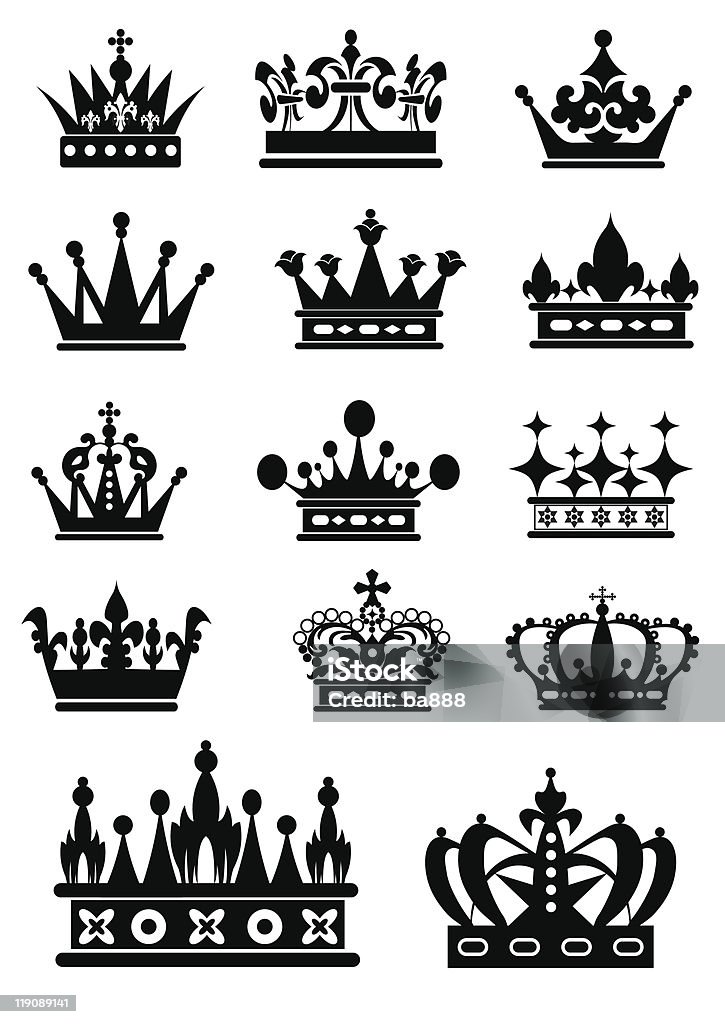 crown kolor czarny - Grafika wektorowa royalty-free (Bez ludzi)