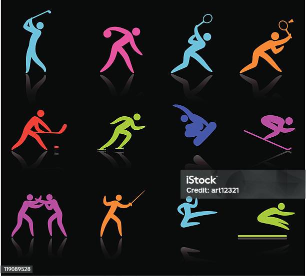 Спорт Спортсмен Collection — стоковая векторная графика и другие изображения на тему Бить ногой - Бить ногой, Боевые искусства, Бокс - спорт