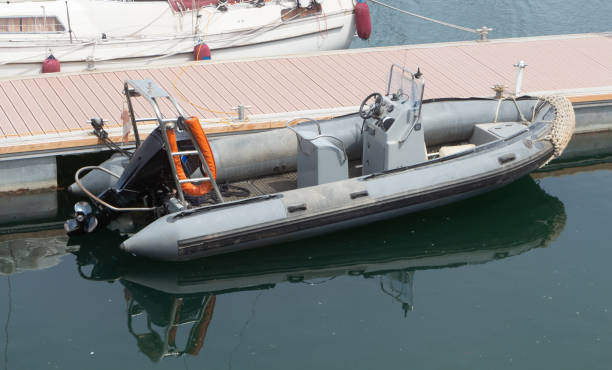 Zodiac dinghy in Moulin Blanc harbor