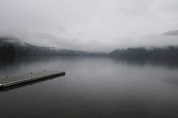 istock Dock on a dreary day at the lake 1190896693