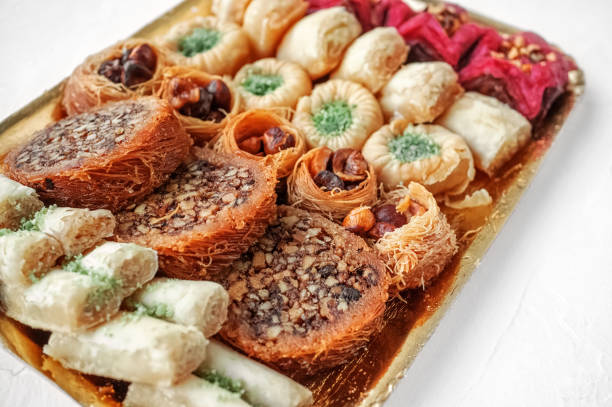 Traditional Eastern Iranian and Afghan, Turkish and Arabic sweets for the holiday stock photo