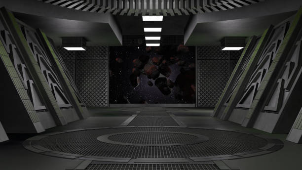 istock sci fi  corridor with view of space galaxy 3d rendering 1190905631