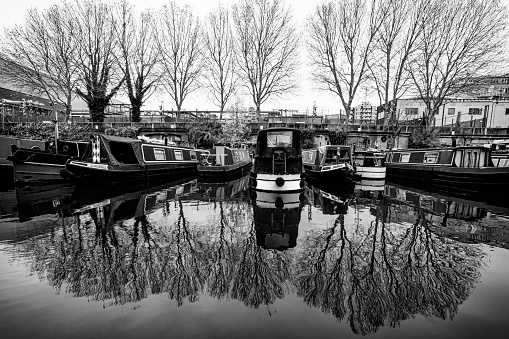 Houseboats in Little Venice canals in London