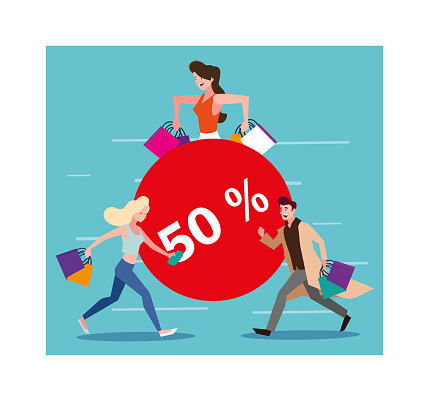 People shopping design, Black friday shop sale offer and discount theme Vector illustration