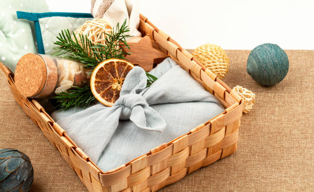 istock Zero waste home made gifts for Christmas and other holidays. Rustic, reusable, eco friendly packaging without plastic 1190917704
