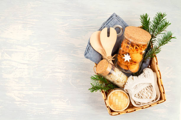 istock Zero waste home made gifts for Christmas and other holidays. Rustic, reusable, eco friendly packaging without plastic 1190917709