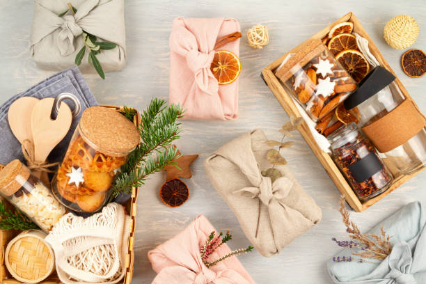 istock Zero waste home made gifts for Christmas and other holidays. Rustic, reusable, eco friendly packaging without plastic 1190917711
