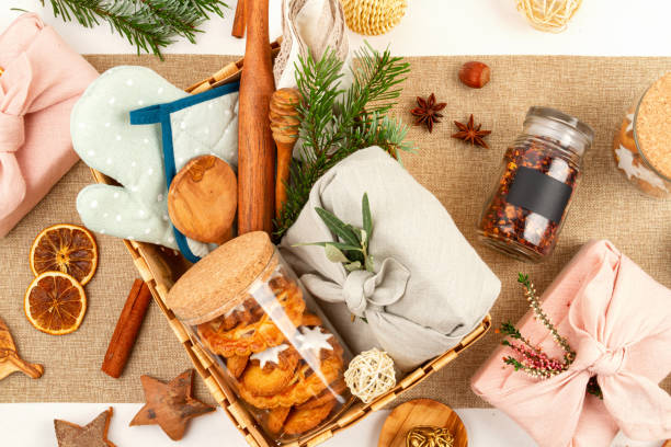 istock Zero waste home made gifts for Christmas and other holidays. Rustic, reusable, eco friendly packaging without plastic 1190917716