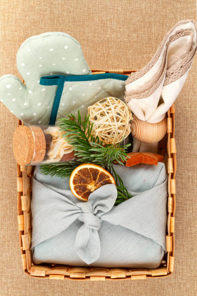 istock Zero waste home made gifts for Christmas and other holidays. Rustic, reusable, eco friendly packaging without plastic 1190917717