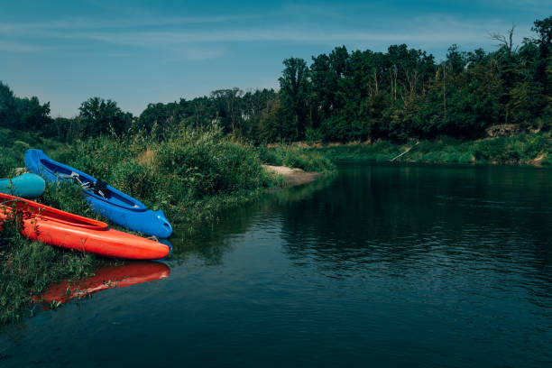 istock Mountain river landscape with two 