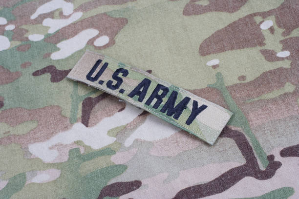 istock US ARMY branch tape on camouflage uniform 1190926059