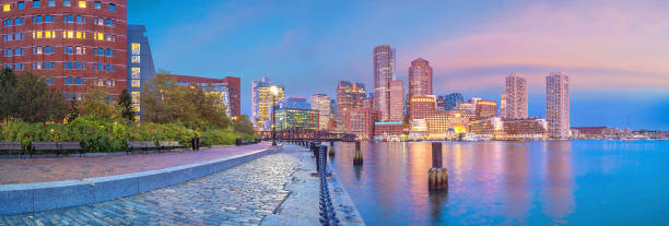 istock Boston Harbor and Financial District at twilight, Massachusetts 1190927884