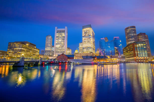 istock Boston Harbor and Financial District at twilight, Massachusetts 1190927893