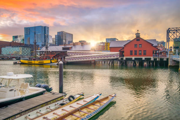 istock Boston Harbor and Financial District at twilight, Massachusetts 1190927896