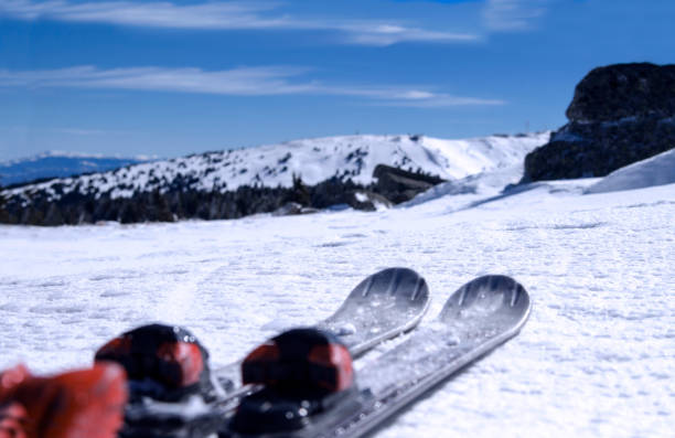 istock Ski boards on snowy mountain. 1190931595