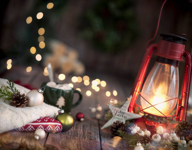 istock Christmas Vintage Lantern on an Old Wood Background 1190933647