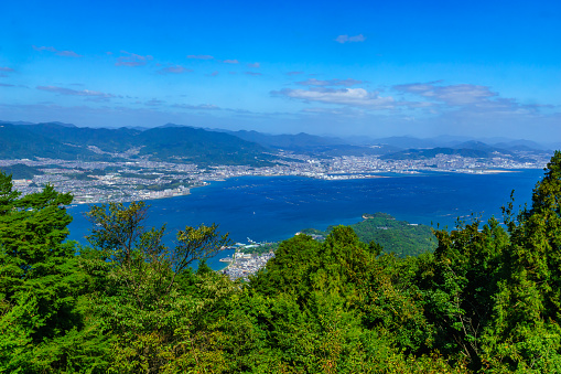 View of landscape from the top of Mount Misen, in Miyajima (Itsukushima) Island, Japan
