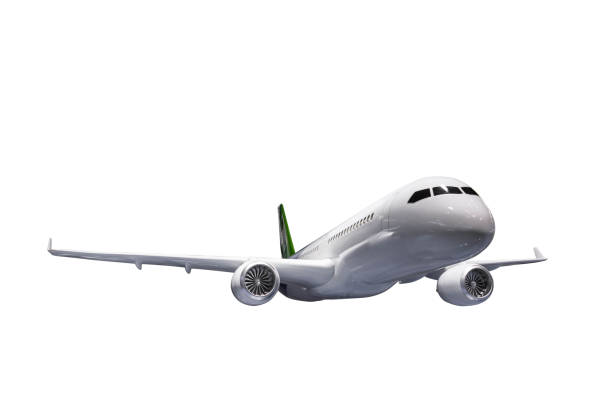 passenger airplane in the white background