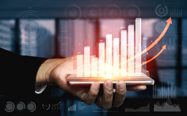 istock Double Exposure Image of Business Profit Growth 1190948771