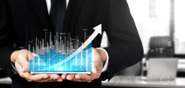 istock Double Exposure Image of Business Profit Growth 1190948812