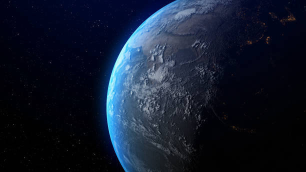 istock Earth with sunrise at horizon by 3d rendering. 1190950879