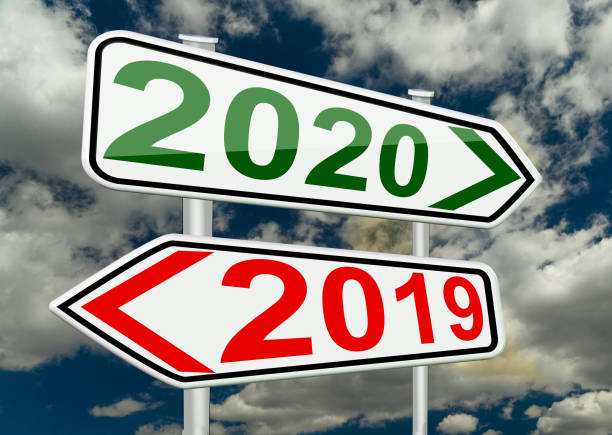 istock 2020 2019 change road sign red and green numbers for background , - 3d rendering 1190952145