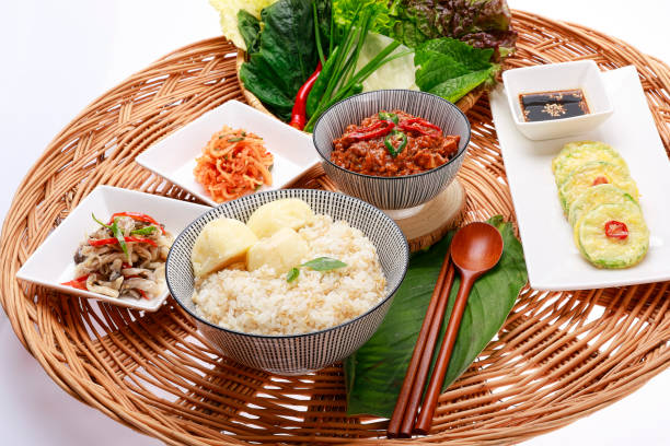 Korean food, potatoes, rice