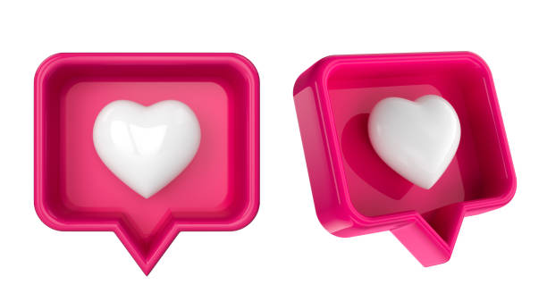 istock Set Like heart icon on a red pin isolated on white background. Neon Like symbol. 3d render 1190966424