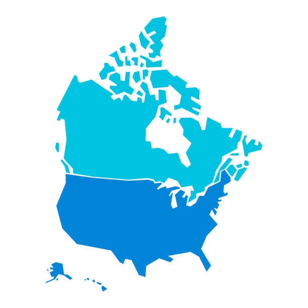 미국 및 캐나다 지도 기하학적 모양 - canada stock illustrations