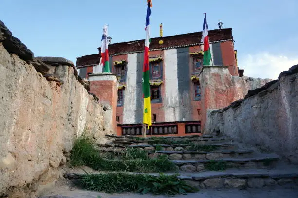 Photo of The staircase in front of Tsarang Gompa is a monastery of the Sakya sect, built in 1395.