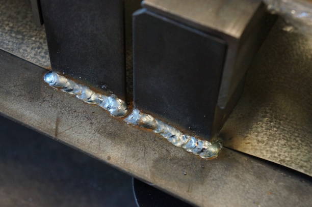 istock Welding seam onto steel sheet metal part, 1190970685