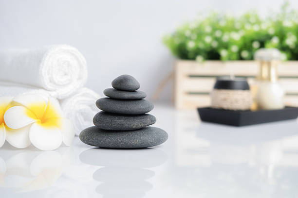 istock Spa treatment concept. Spa background with spa accessories on white background. 1190971968