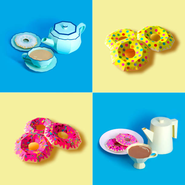 istock Set of paper drinks and donuts 1190974712