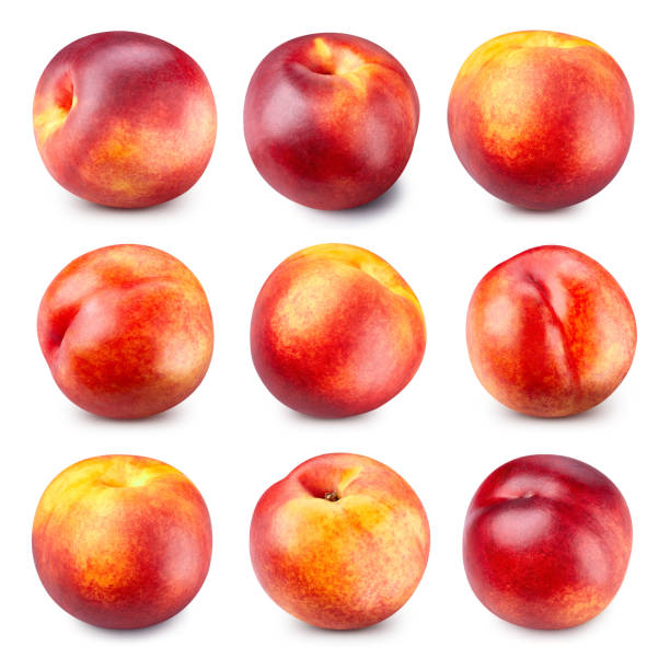 istock Fresh peach fruits isolated Clipping Path 1190976450