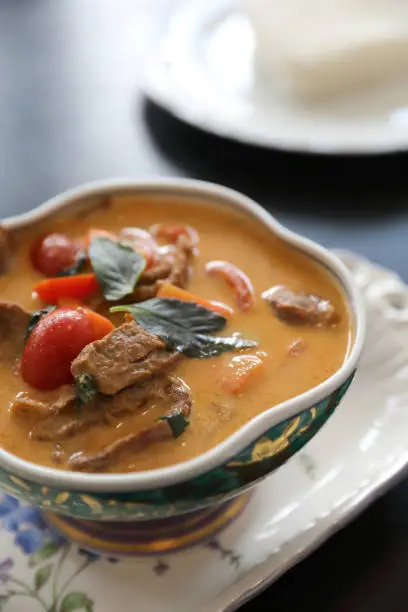 Photo of Roasted Duck in Red Curry with rice , Traditional Thai food