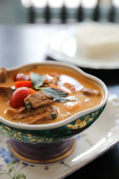 Photo of Roasted Duck in Red Curry with rice , Traditional Thai food