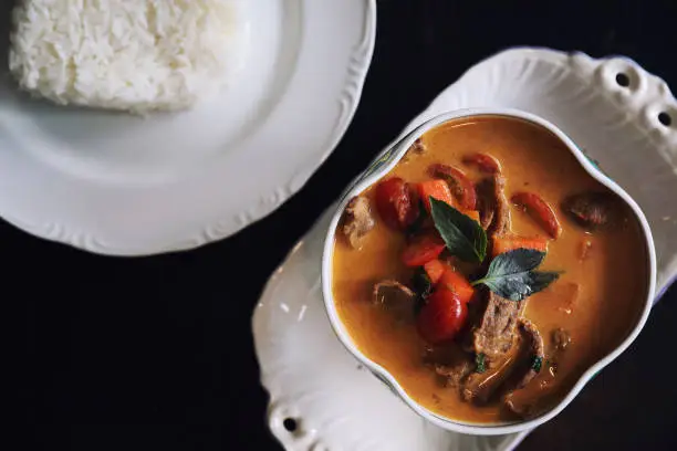 Photo of Roasted Duck in Red Curry with rice , Traditional Thai food