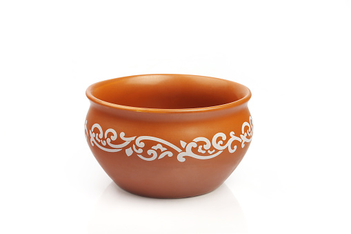 Clay pot isolated on white background