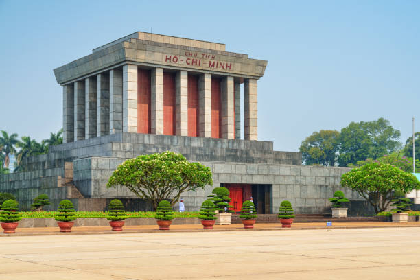 The Chairman Ho Chi Minh Mausoleum in Hanoi, Vietnam Awesome view of the Chairman Ho Chi Minh Mausoleum in the Ba Dinh Square, Hanoi, Vietnam. The mausoleum is a popular tourist destination of Asia. mausoleum stock pictures, royalty-free photos & images