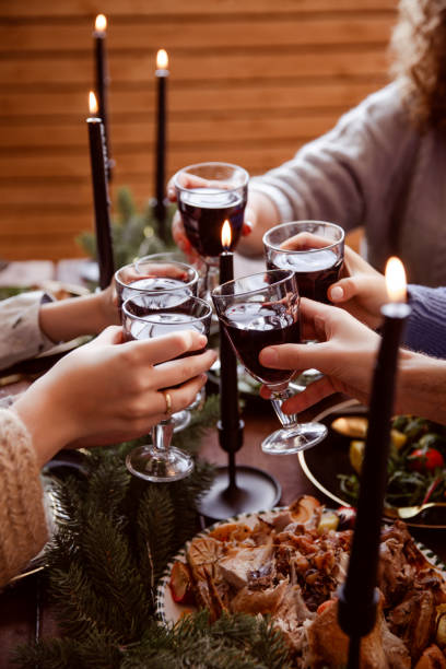 istock Christmas and New Year celebration with red wine. 1190987385