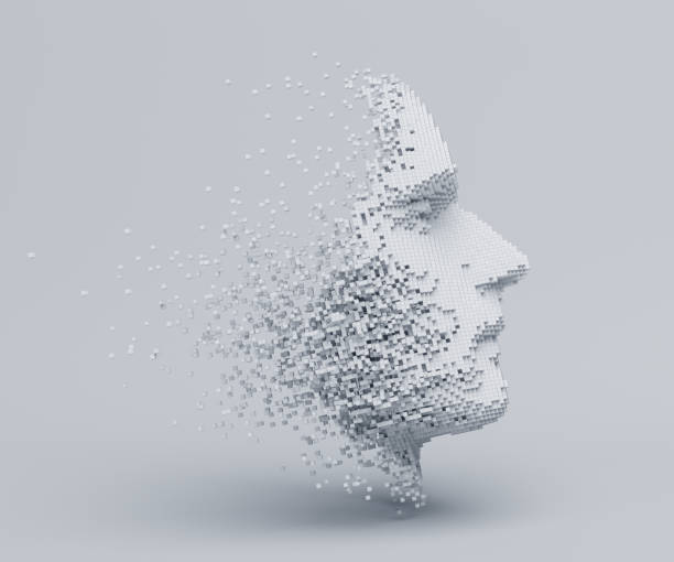 istock Abstract 3D Render of a Human Face from Cubes 1190989142