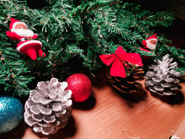 istock christmas ornaments top view 1190992760