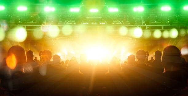 istock Concert stage, people are visible waving and clapping, silhouettes are visible 1190997136