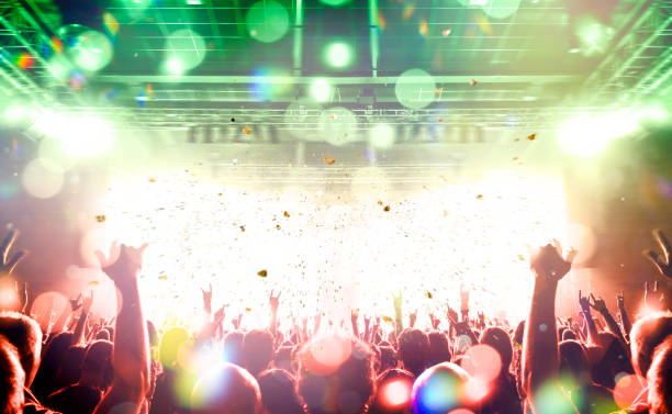 istock Concert stage, people are visible waving and clapping, silhouettes are visible 1190997149