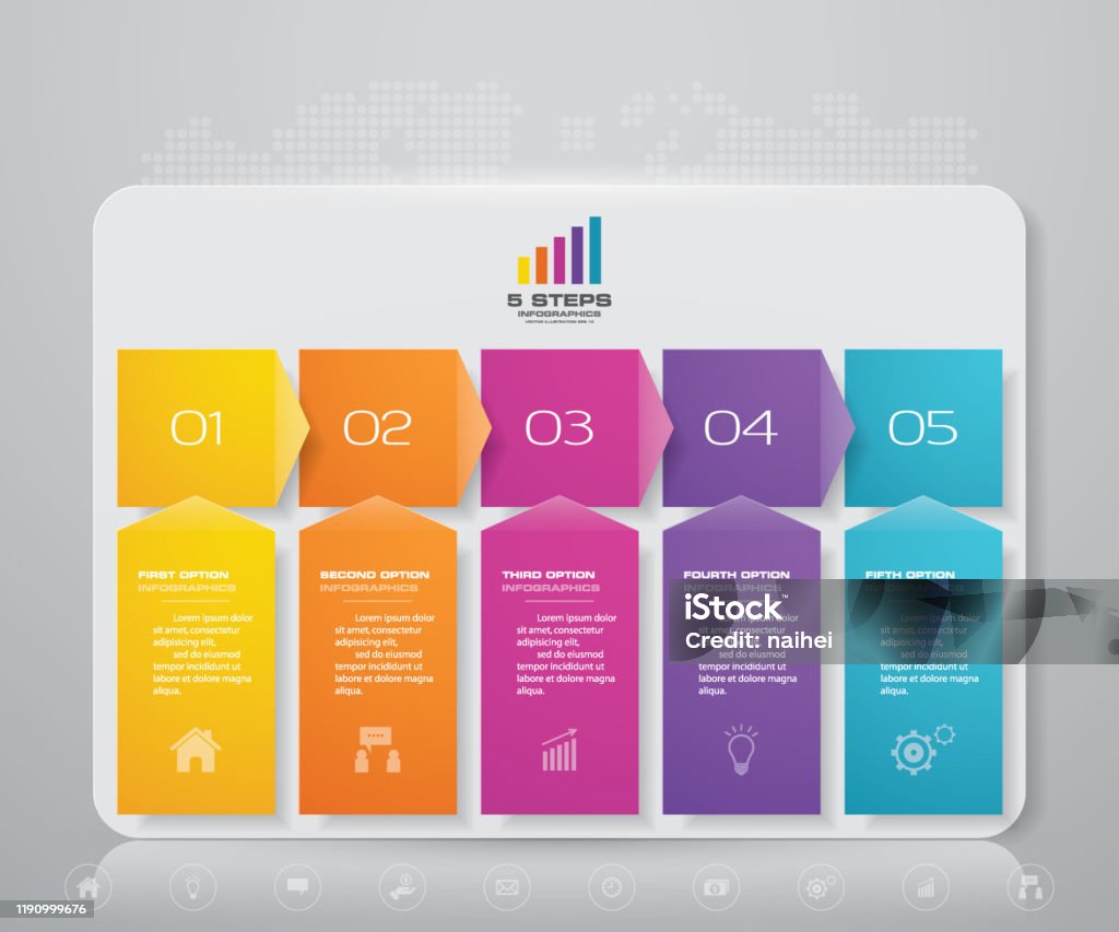 5 Steps Simpleeditable Process Chart Infographics Element Stock ...