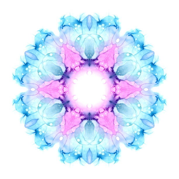 istock Delicate watercolor flower mandala isolated on white background. Kaleidoscope effect. 1191002466