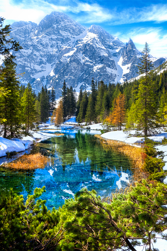 Vacations in Poland - Rybi stream flowing out of the Morskie Oko lake in Tatra Mountains