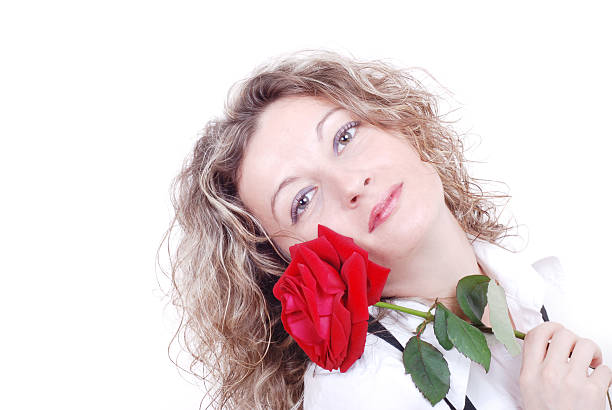 istock Woman holding a red rose 119100704