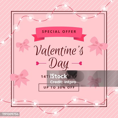 istock Pink web backdrop for Valentines Day sale. Spe ial offer with hearts decorations and place for text. 1191009754