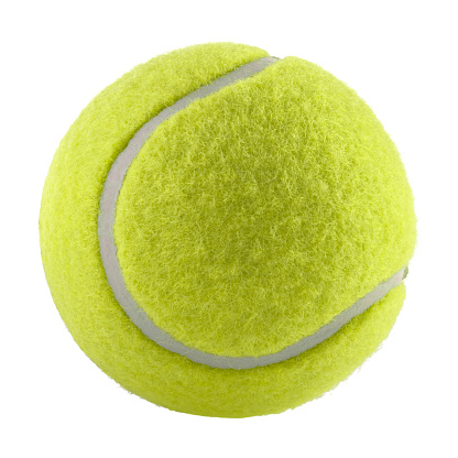 Close up view of tennis racket and tennis ball